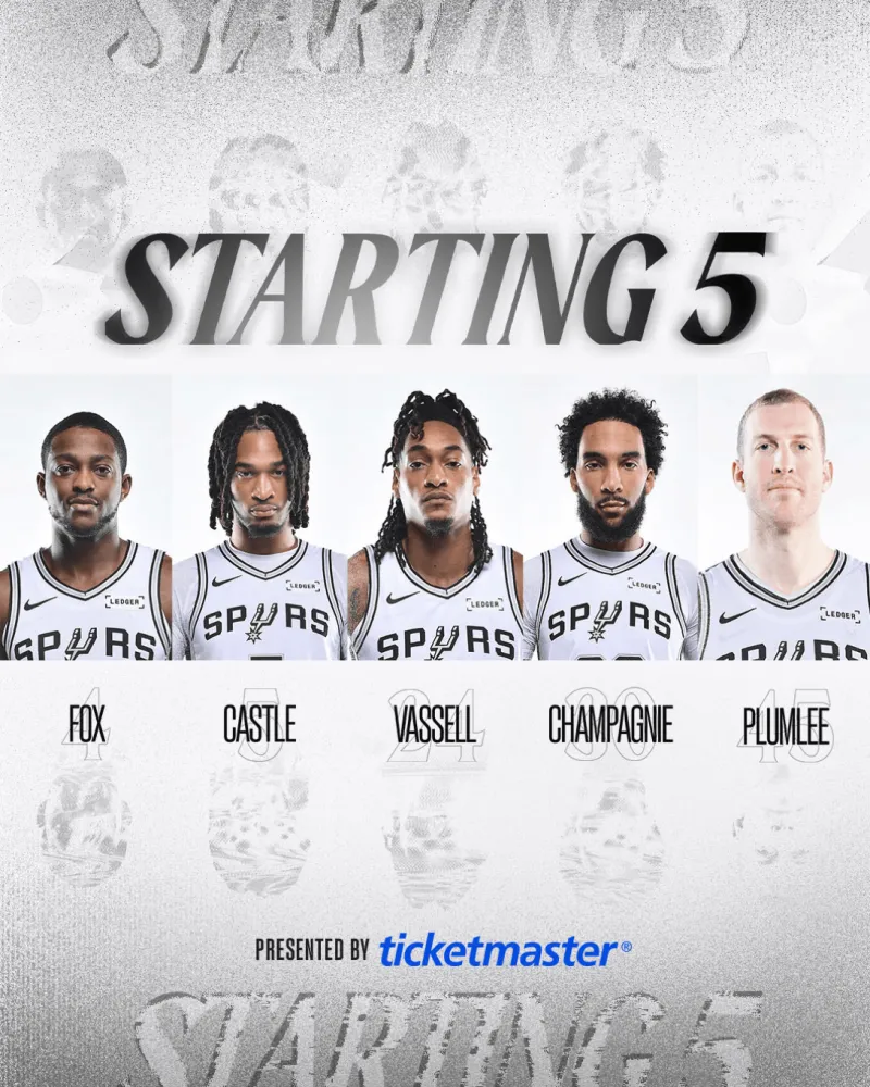 kaiyun-马刺首发：福克斯、卡斯尔、瓦塞尔、尚帕尼、普拉姆利